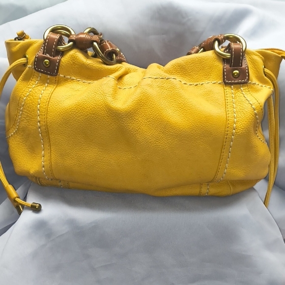 Vintage Fossil Yellow Leather Shoulder Bag - Picture 8 of 13